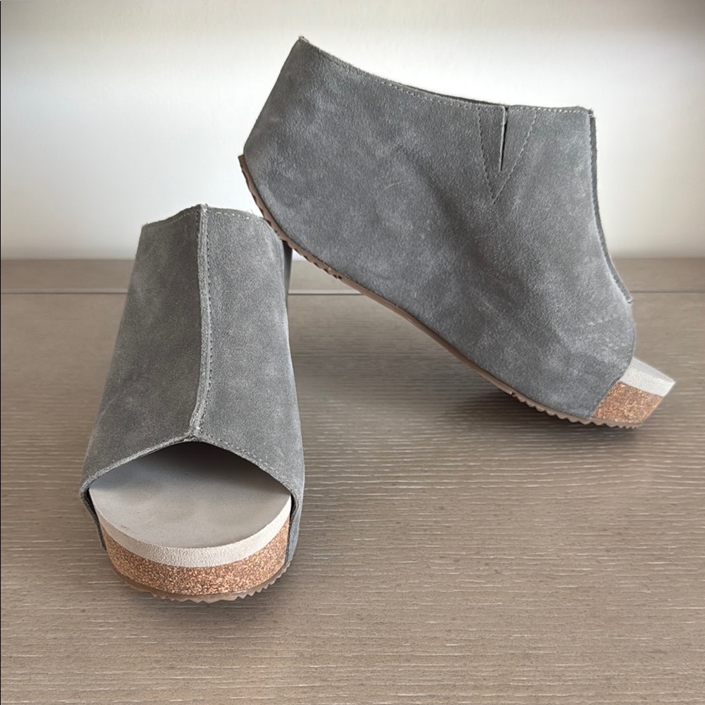Volatile Gray Mules with Wedge Sole